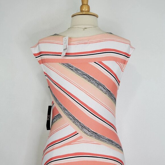 New York & Company Striped Stretchy Slight Cap Sleeve Pullover Dress NWT Size M - Picture 7 of 11